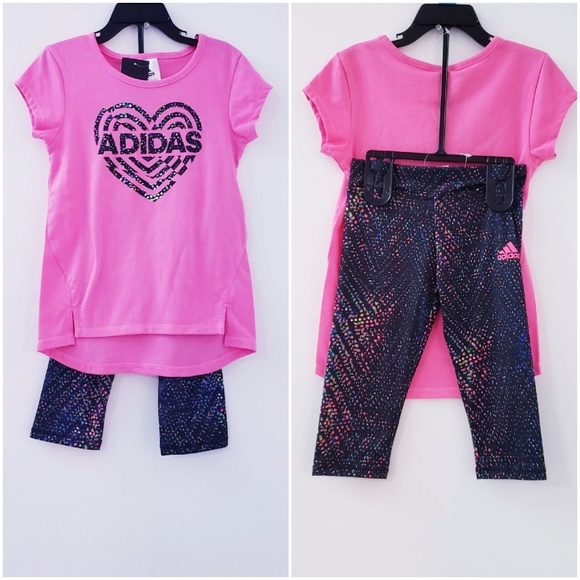 adidas Other - Adidas toddler pink tee and capri legging set